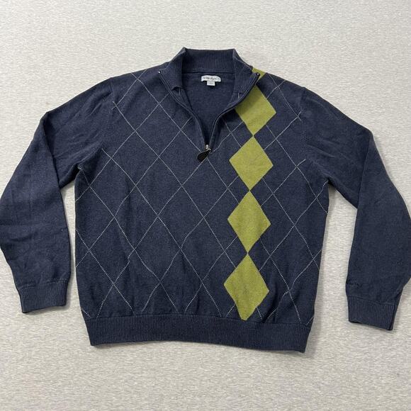 Walter Hagen Other - Walter Hagen Sweater Mens Large Blue Argyle Quarter Zip Golf Pullover Preppy
